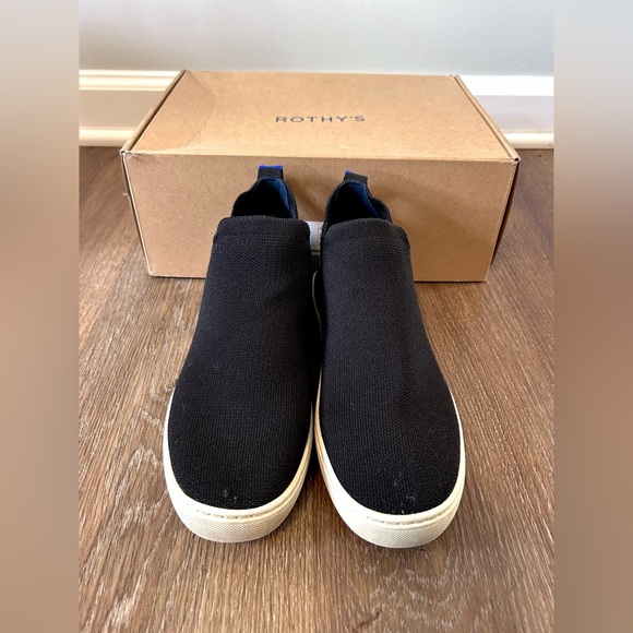 Rothy’s The Chelsea Black Knit Shoes Pull On Ankle High Top Sneaker Women Sz 7.5 - Picture 4 of 4
